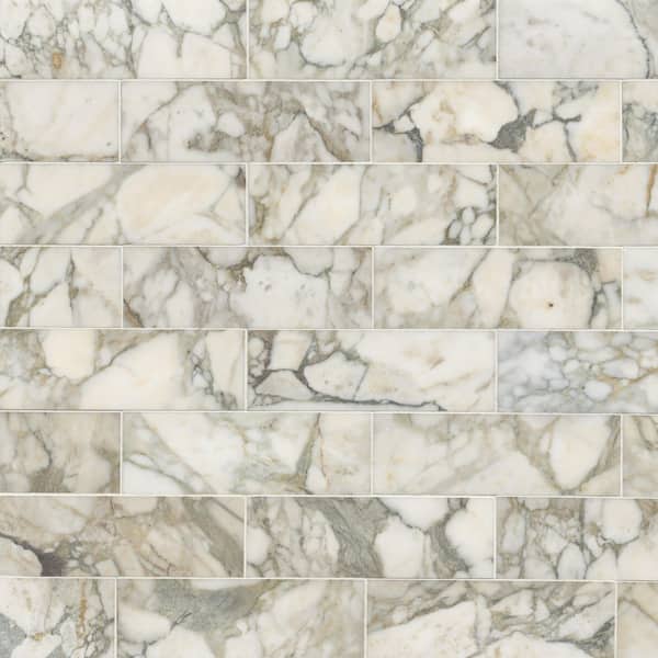 Coronado Green 4 in. x 12 in. Brick Joint Marble Mosaic Tile (5 sq. ft. / Case)