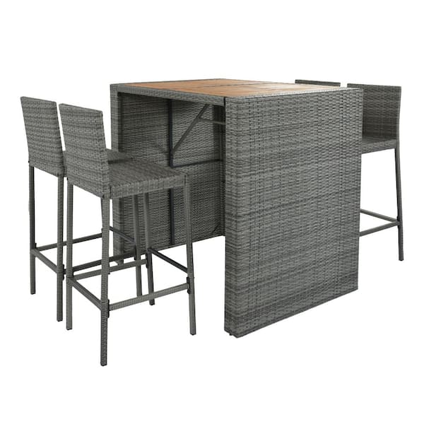 Outdoor wicker bar discount table and chairs