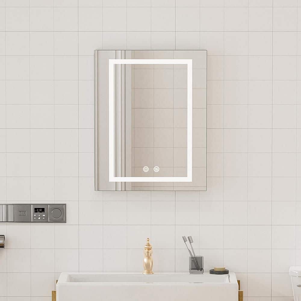 20 in. W x 28 in. H Rectangular Aluminum Medicine Cabinet with Mirror-Anti-