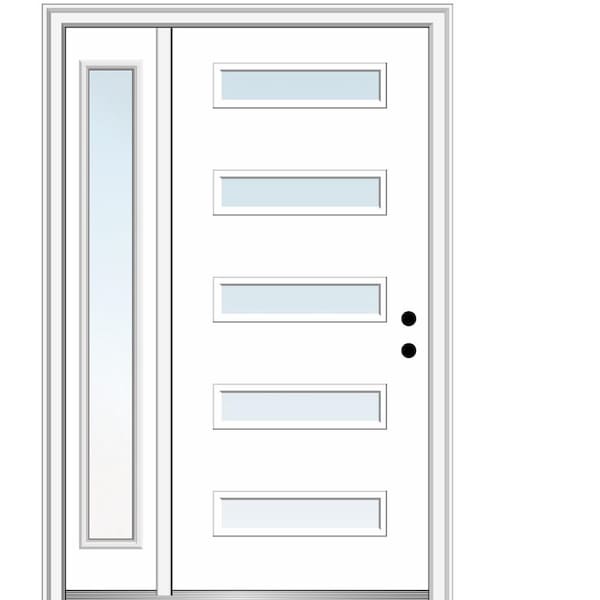 MMI DOOR Davina 48 in. x 80 in. Left-Hand Inswing 5-Lite Clear Low-E Primed Fiberglass Prehung Front Door on 4-9/16 in. Frame