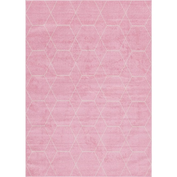 StyleWell Trellis Frieze Light Pink/Ivory 7 ft. x 10 ft. Geometric Area Rug
