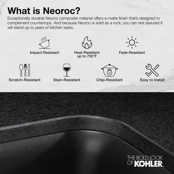 KOHLER Lassen 33 in. Drop-in Single Bowl Granite Composite KOHLER Lassen 33 in. Drop-in Single Bowl Granite Composite