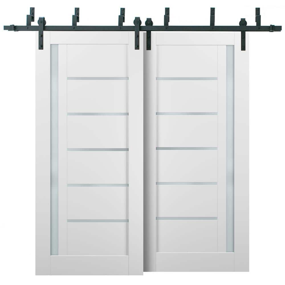 4088 84 in. x 84 in. Frosted Glass White Finished Pine MDF Sliding Barn Door with Hardware Kit price history on PriceWatchPro