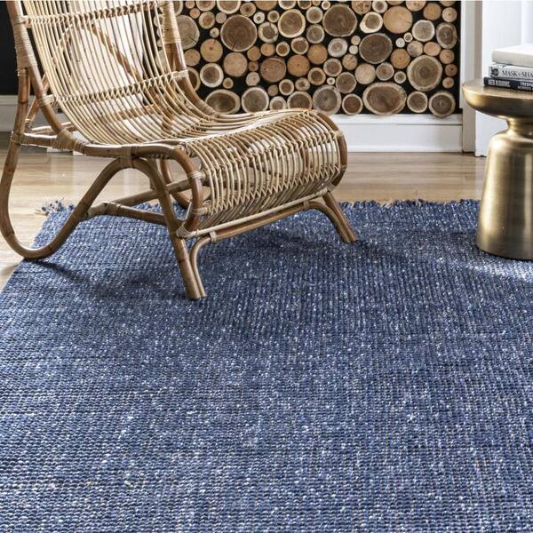 nuLOOM Ophilia Distressed Solid Jute Navy 8 ft. x 10 ft. Area Rug - image 3