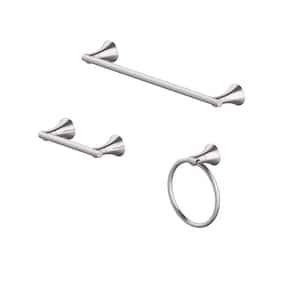 Arendell 3-Piece Bath Hardware Set with 24 in. Towel Bar, Towel Ring and TP Holder in Brushed Nickel