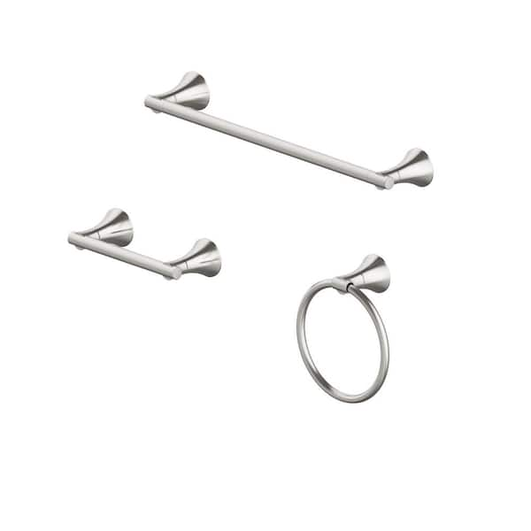 Glacier Bay Arendell 3-Piece Bath Hardware Set with 24 in. Towel Bar ...