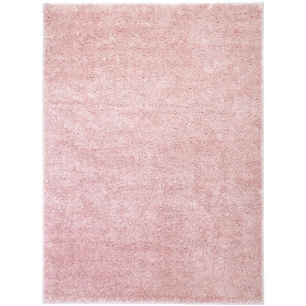 Madison Shag Piper Solid Plain Pink 3 ft. 11 in. x 5 ft. 3 in. Area Rug