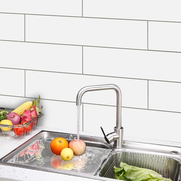 White Plank 5 in. x 24 in. SPC Peel and Stick Backsplash Tile (0.8 sq. ft./pack)