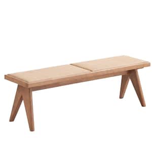 Velentina Rattan & Natural Finish Dining Bench Without Back 51 in .