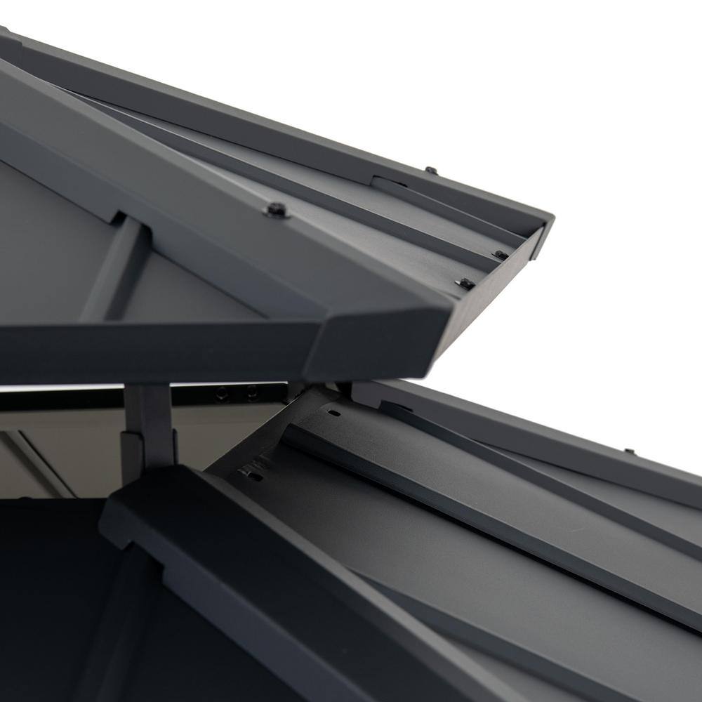 Matte Black 7 x 9 ft. 2-Tier Hardtop Grill Gazebo with Storage Shelves