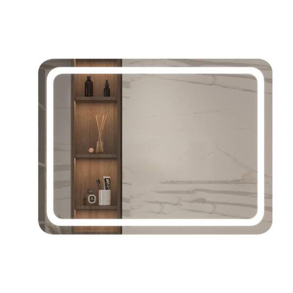 Hausvita 24 in. W x 32 in. H Rectangular Aluminium Frameless Wall Mounted LED Bathroom Vanity Mirror Matte White