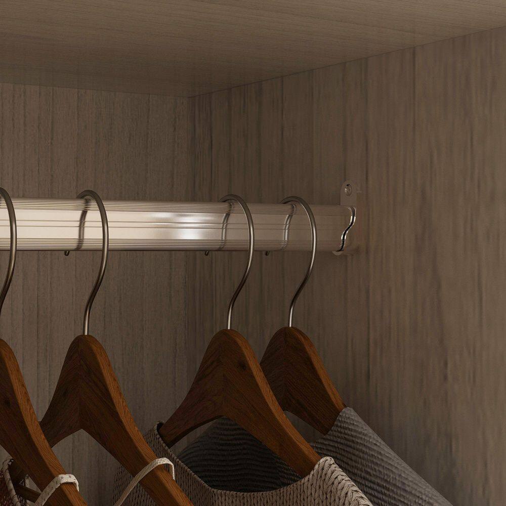 Light Wood Finish Wood 16.3 in. Bedroom Armoire with Frosted Tempered Glass Doors and Corner Design - thumbnail 8