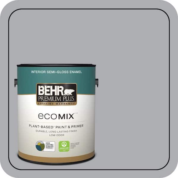 1 gal. #760E-3 Gray Timber Wolf Semi-Gloss Enamel EcoMix Plant-Based Interior Paint & Primer