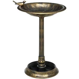 28 in. Antique Bird Bath with Pedestal Vintage Decorative Birdbath Bird Feeder Bowl, Bronze