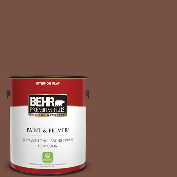 BEHR PREMIUM PLUS 1 gal. #S190-7 Toasted Pecan Flat Low Odor Interior Paint & Primer
