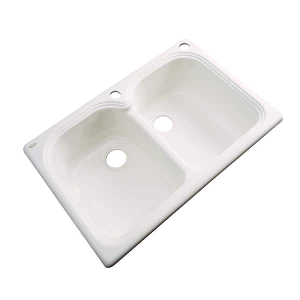 Thermocast Hartford Drop-In Acrylic 33 in. 2-Hole Double Bowl Kitchen Sink in Bone