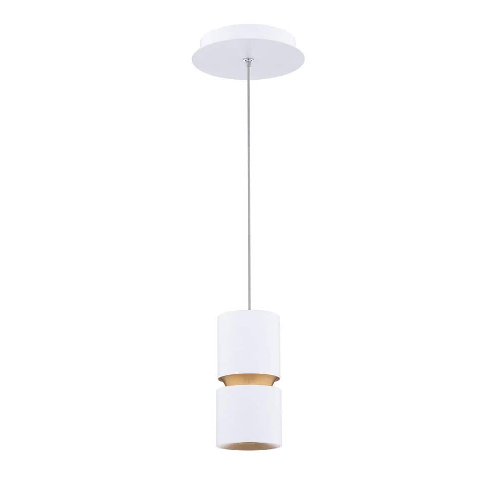 Pedistal 6 in. White Mini-Pendant Light with Integrated LED Selectable 4CCT 2700K-3000K-3500K-4000K price history on PriceWatchPro