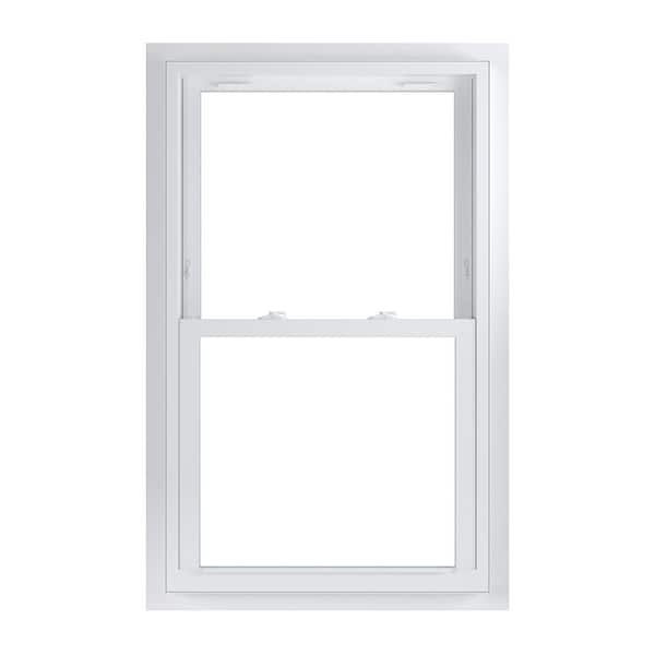 American Craftsman 29.75 in. x 48.75 in. 70 Series White Double Hung Low-E Argon Glass Vinyl Fin with J Window, Screen Incl