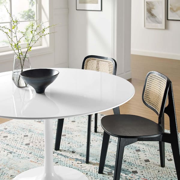 48 in. Lippa in White Round Wood Top Dining Table