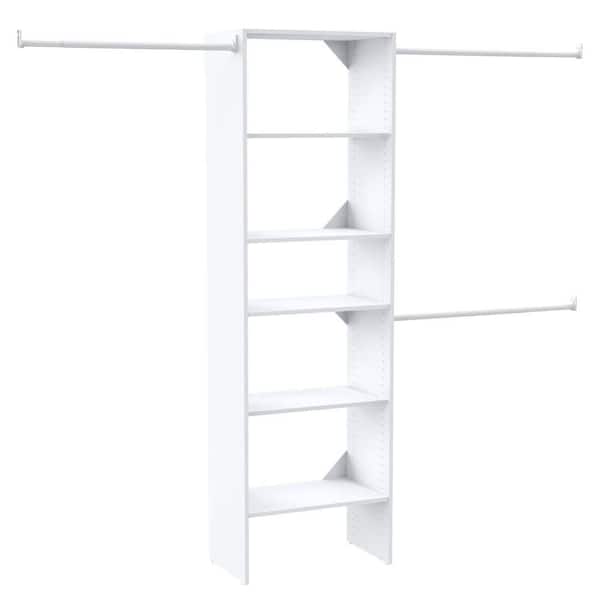 ClosetMaid Selectives 60 in. W - 120 in. W White Reach-In Tower Wall Mount 6-Shelf Wood Closet System
