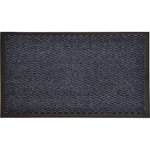 Lisa Blue 48 in. x 32 in. Polyester Sheltered Large Front Door Mat