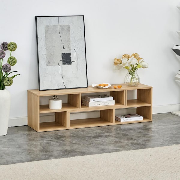Oak TV Stand Fits TV's up to 70 in. with Storage Bookcase Shelf,Free Combination Gaming Entertainment Center Media