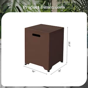 Outdoor Propane Tank Table Square Iron Brown Propane Tank Cover, Patio Side Table