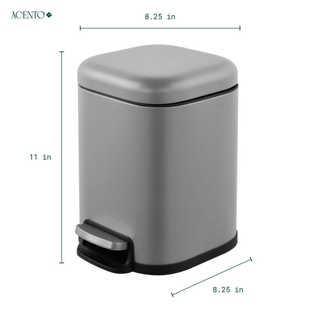 Matte Gray Stainless Steel Square Pedal Bathroom Trash Can