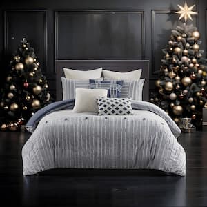 Essence Blue Cotton Queen Jacquard Comforter Set