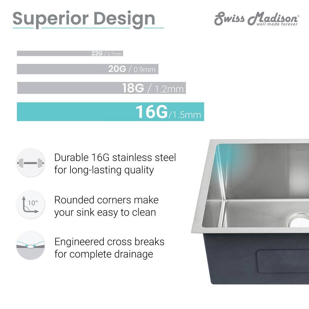 Rivage 32" Stainless Steel Single Basin Undermount Kitchen Sink