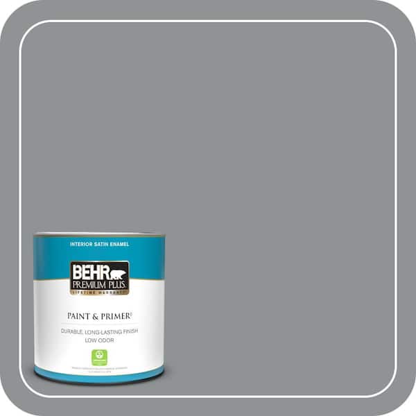 BEHR PREMIUM PLUS 1 qt. #770F-4 Gray Area Satin Enamel Low Odor Interior Paint & Primer