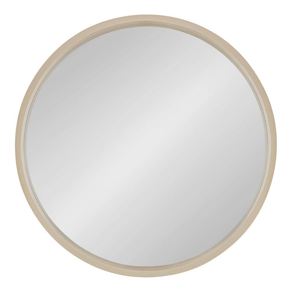 Travis 24" Round Natural Wood Accent Wall Mirror