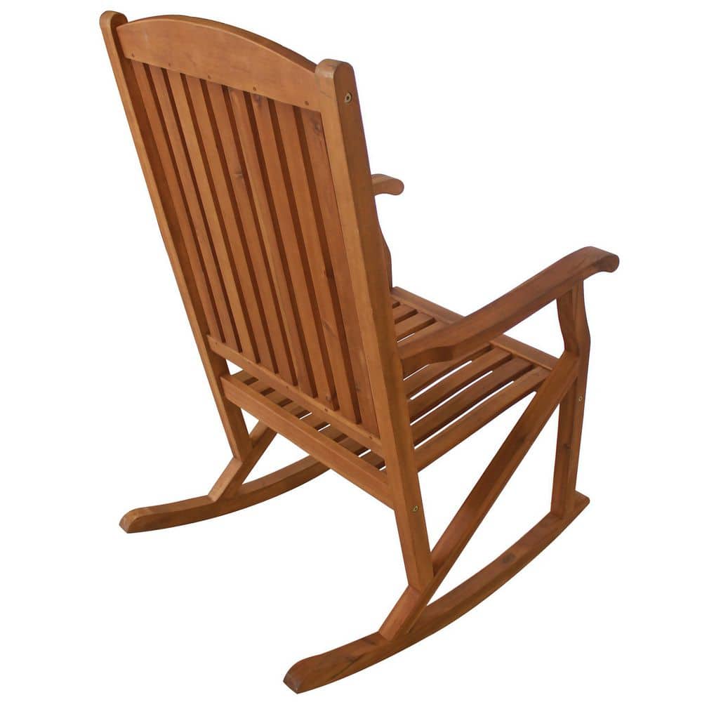 Sequoia Brown Acacia Wood Outdoor Rocking Chair with Arms