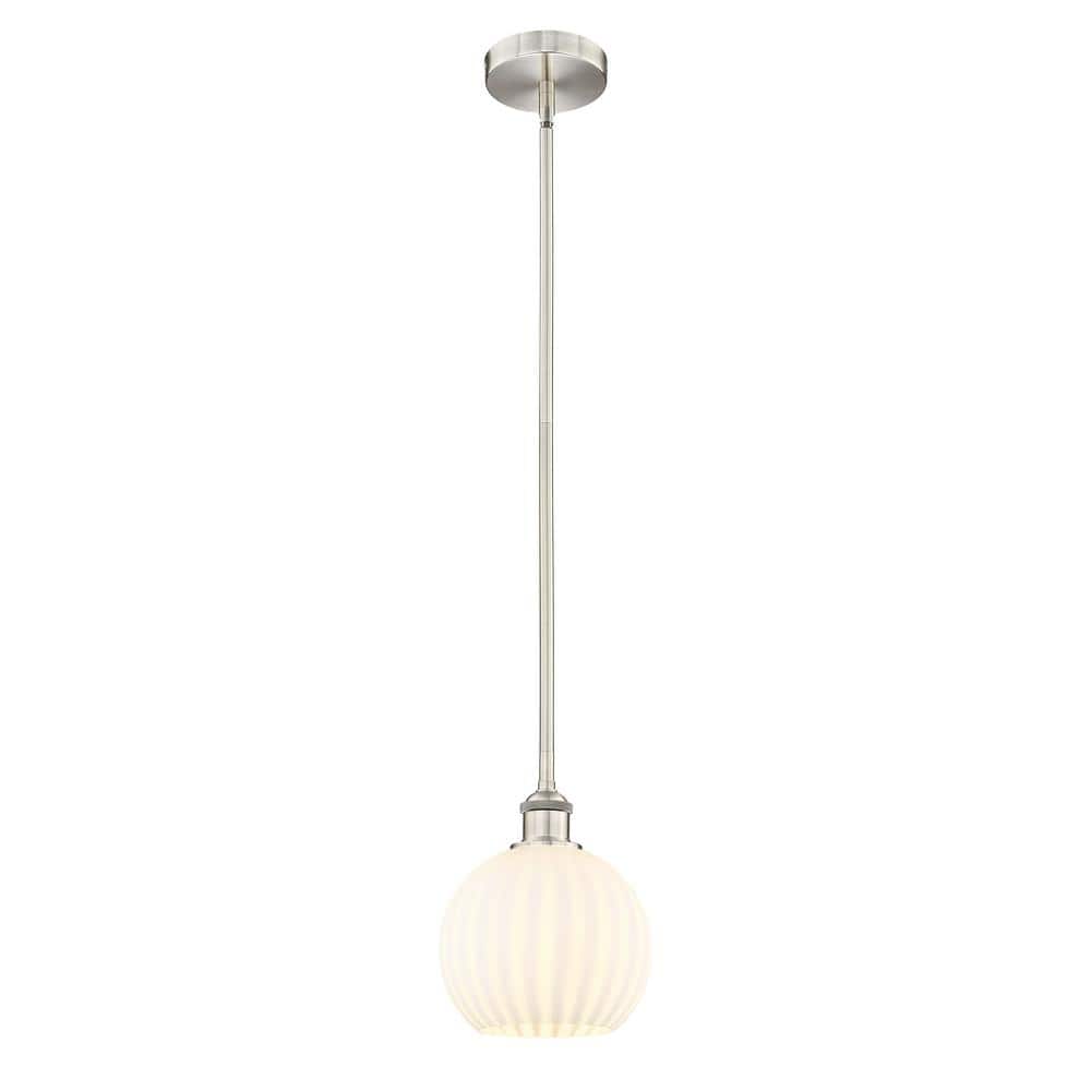 White Venetian 100-Watt 1-Light Brushed Satin Nickel Standard Mini Pendant Light with Painted Glass Shade price history on PriceWatchPro