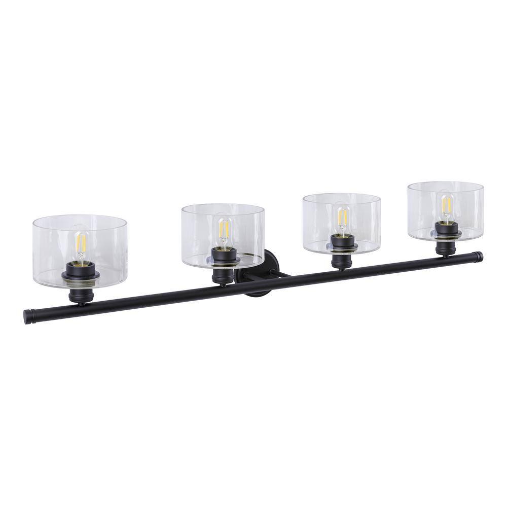 Zane 4-Light Black Bath Vanity Light with Clear Glass price history on PriceWatchPro