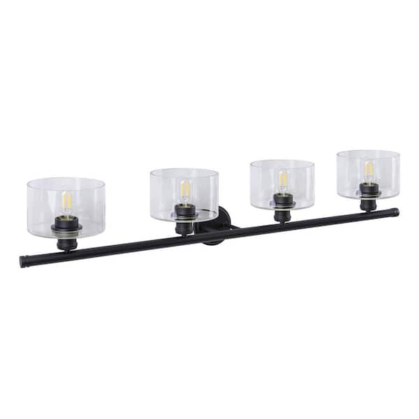 Unbranded Zane 4-Light Black Bath Vanity Light with Clear Glass