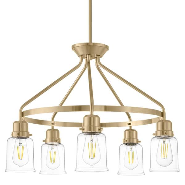 Timphaven 5-Light Chandelier Brass Clear Glass