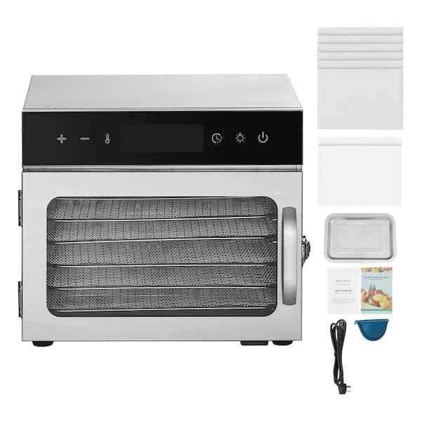 400 W Food Dehydrator Machine, 6 Stainless Steel Trays, Adjustable Temp & 24H Timer, Electric Dryer for Jerky, Meat
