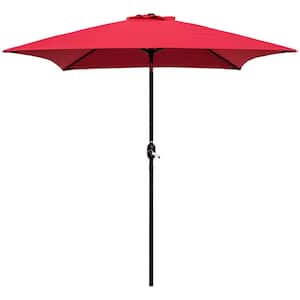 6.5 ft. Steel Crank and Tilt Square Market Patio Umbrella in Red
