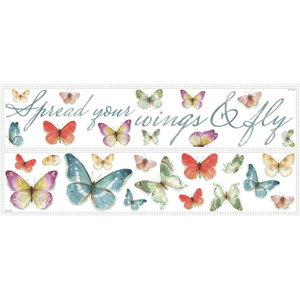 Colorful Butterfly Quote Peel and Stick Wall Decals