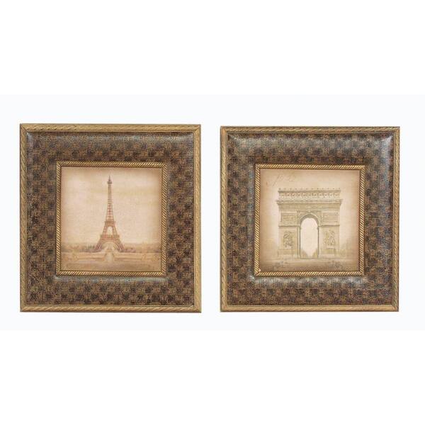 Antique Reproductions 11 in. x 11 in. "Paris Landmarks" Wall Art (Set of 2)