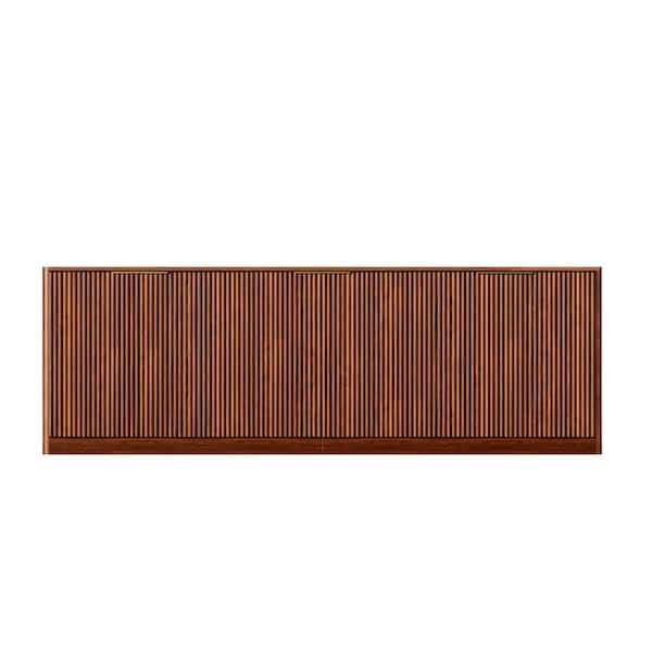 94.5" Fluted Wood Buffet Cabinet Credenza with 6 Doors Large Sideboard Wide Media Console Table w/Storage Shelves-Walnut
