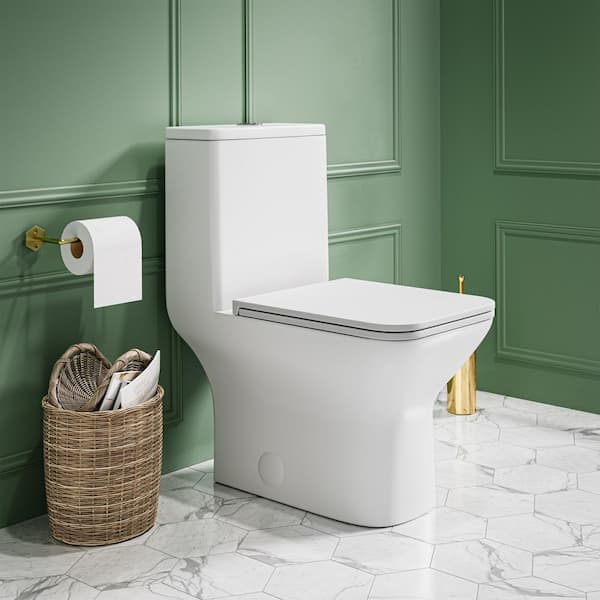 Swiss Madison Carre 1-Piece 1.1/1.6 GPF Dual Flush Square Toilet in Matte White