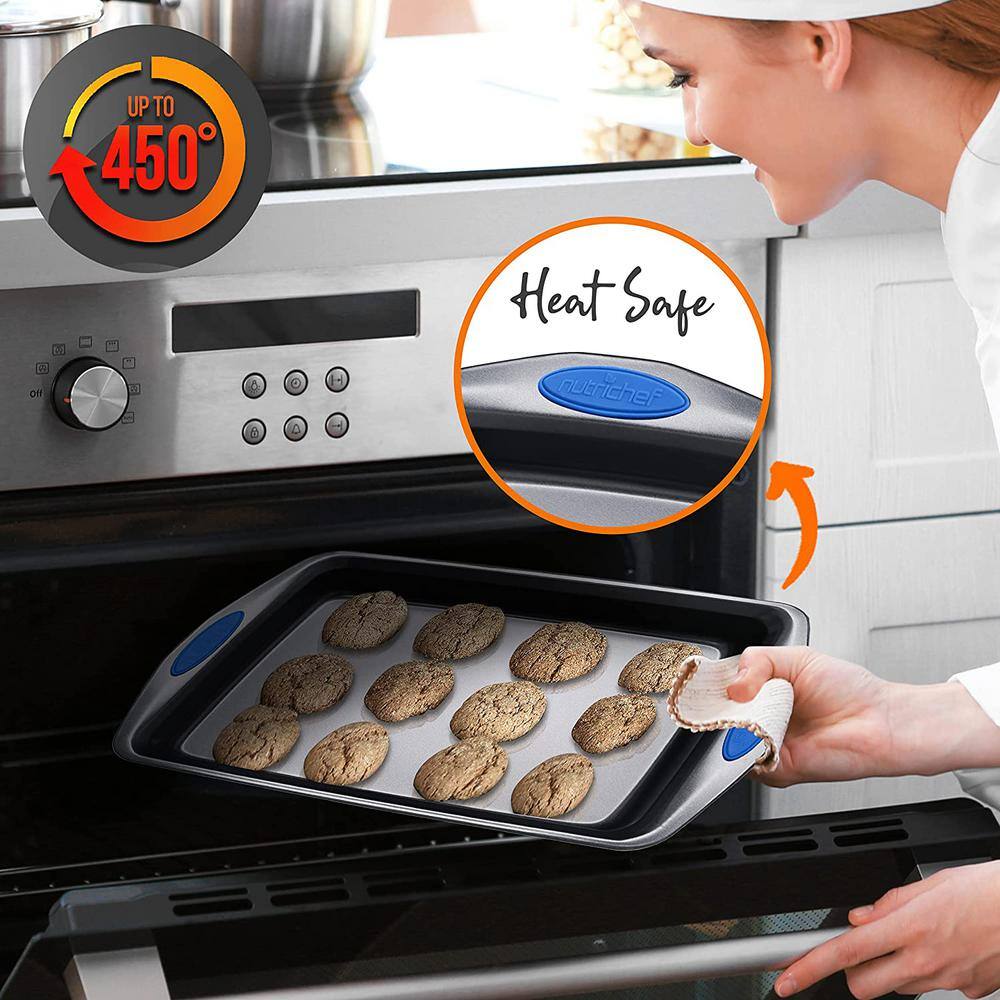 NutriChef 3-Piece Gray Nonstick Carbon Steel Bakeware Set