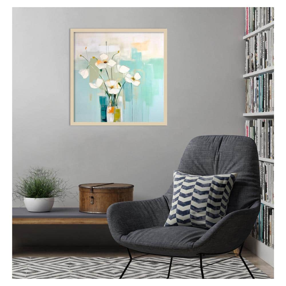 Svelte Natural 25"x25" Framed Abstract Floral Art Print