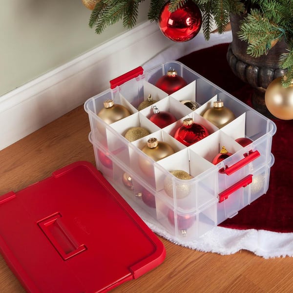 Sterilite 21 Qt. 14276604 24 Compartment Christmas Ornament Storage Box  (4-Pack), Clear 4 x 14276604 - The Home Depot