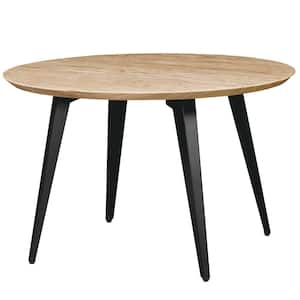 Ravenna 47 in. Butternut Modern Round Wood Dining Table with Metal Legs