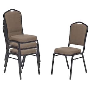 9300-Series Natural Taupe Seat / Black Frame Deluxe Fabric Upholstered Stack Chair (4-Pack)