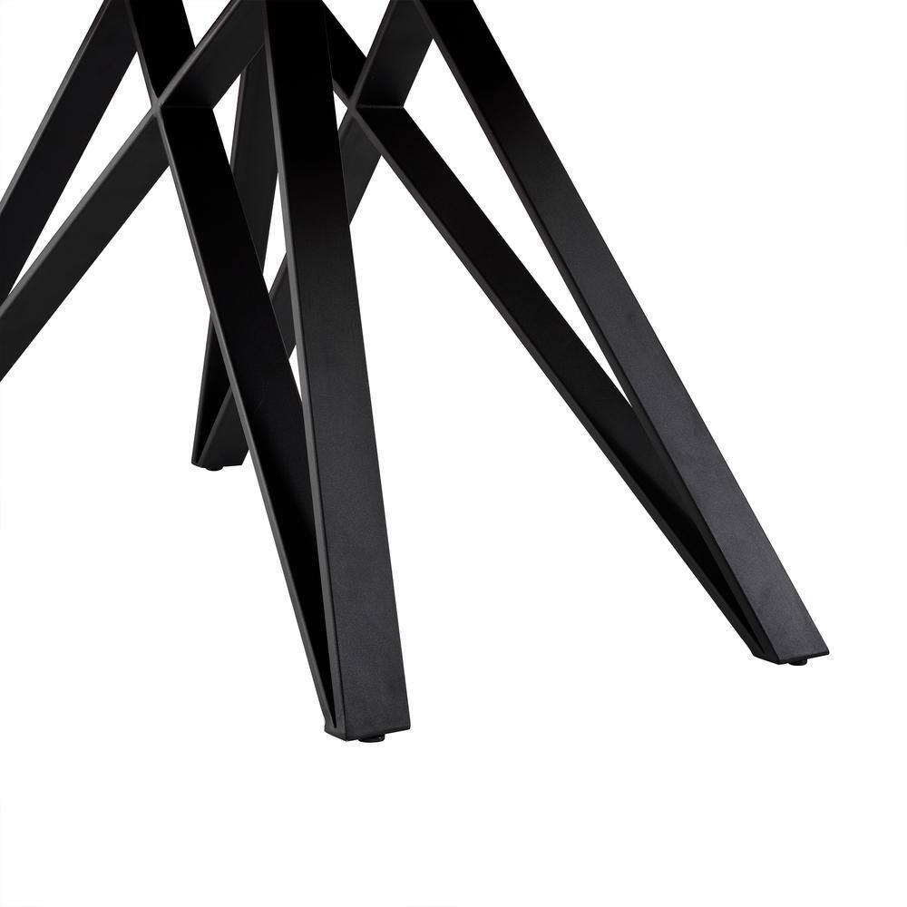 Modena Contemporary Matte Black and Walnut Wood Rectangular Dining Table