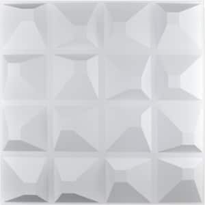 19.7 in. x 19.7 in. x 1 in. White PVC 3D Wall Panels Brick Wall Design (12-Pack)